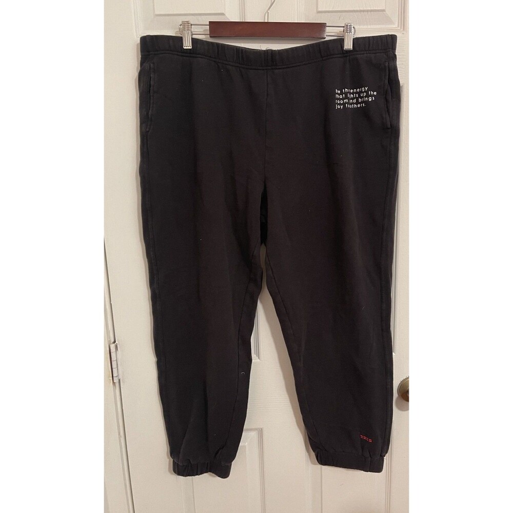 Peace Love World Sweatpants Jogger Pants Women XL Black Pockets Pull On